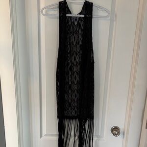 Black Lace Fringe Dress